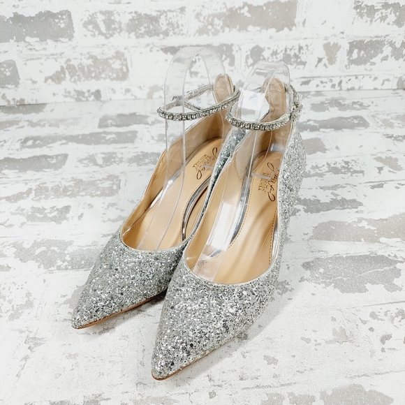 Jamila Ankle Strap Kitten Heel by Badgley Mishcka New Jewel Badgley Mischka Jamila Ankle Strap Kitten Heel V206